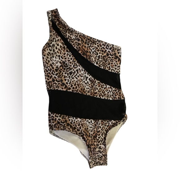 Fashion Nova Other - Fashion Nova Leopard and Black one shoulder swimsuit size S